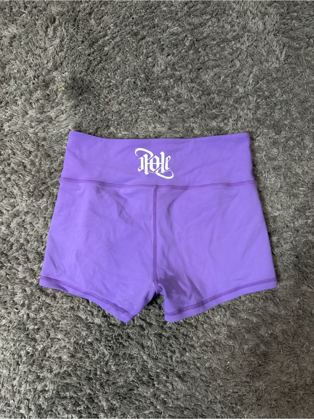 High-Rise Purple Bike Shorts with Script Logo Waistband